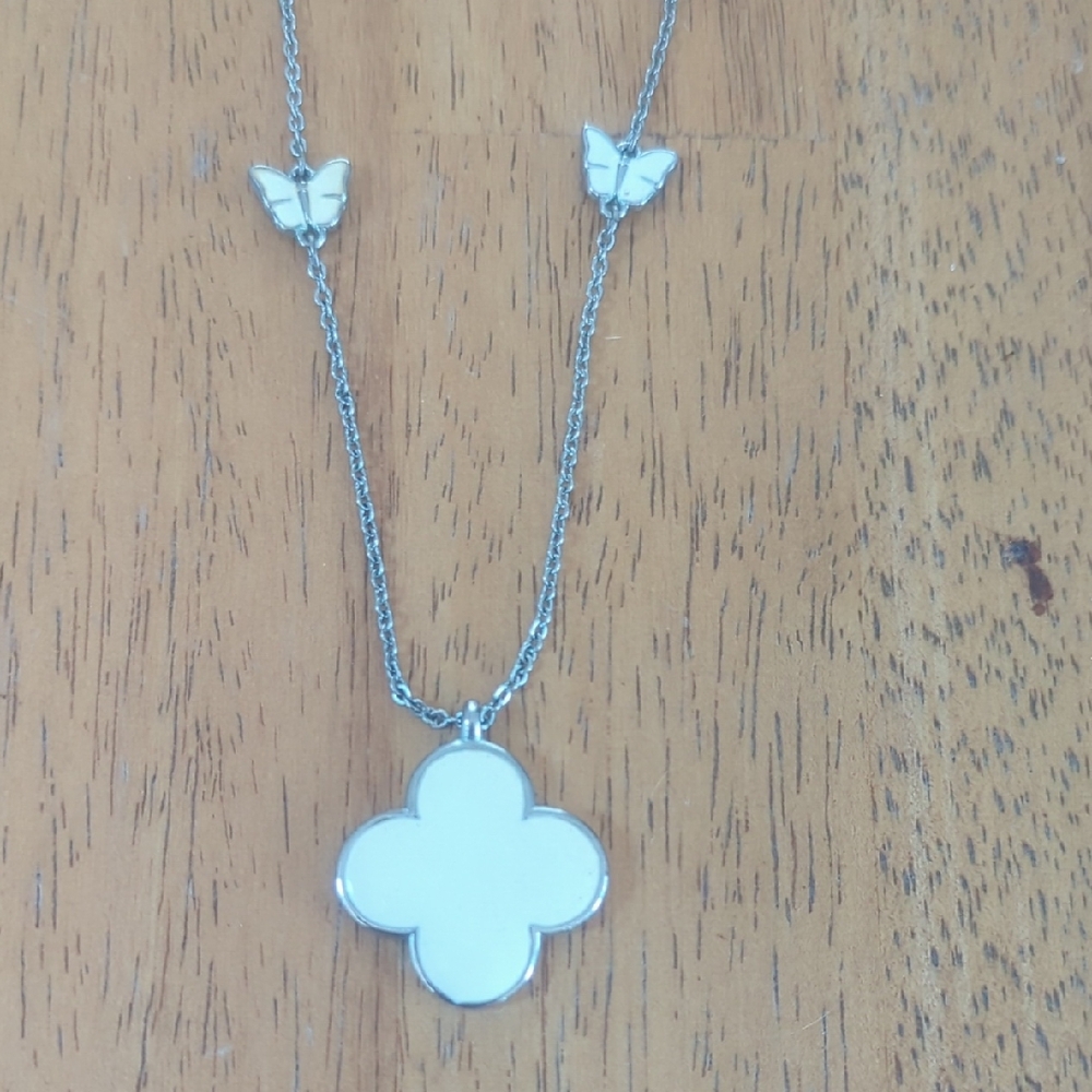 FREE with $50 purchase  Elegant Silver and White Butterfly Necklace